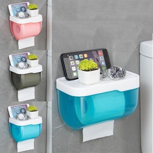 Punch-Free Toilet Paper Shelf Bathroom Kitchen Tissue Box Wall-Mounted  Sticky Paper Storage Box Toilet Paper Holder Roll Paper