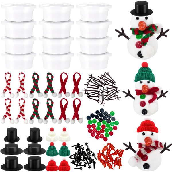 CIEOVO 12 Set Christmas Snowman DIY Craft Kits Build Snowman DIY Craft Snowman Making Accessories for Winter Holiday Christmas Party Supplies Stuffers Xmas Gift