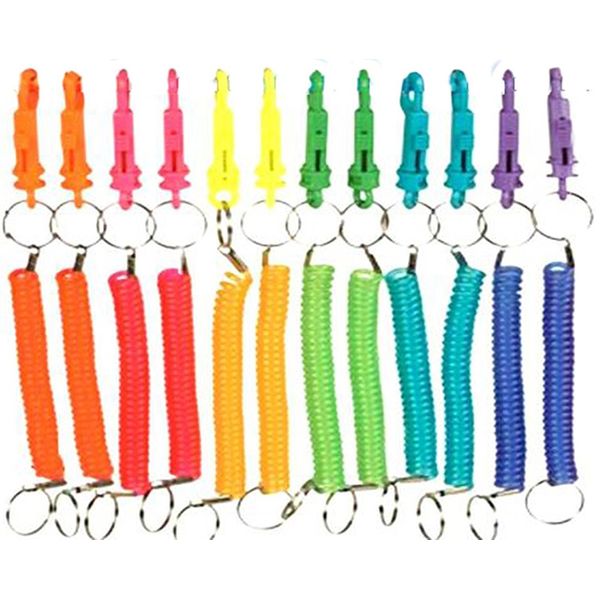 Neon Stretchy Spiral Keyring fobs (12 units carded)