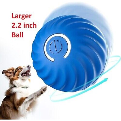 Smart Bouncing Automatic Dog Ball Toy USB Upgraded Larger 2.2 Inch Blue US Stock