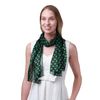 Clover Shamrock Print Pattern Satin Stripe Scarf (Small Leaves Black)
