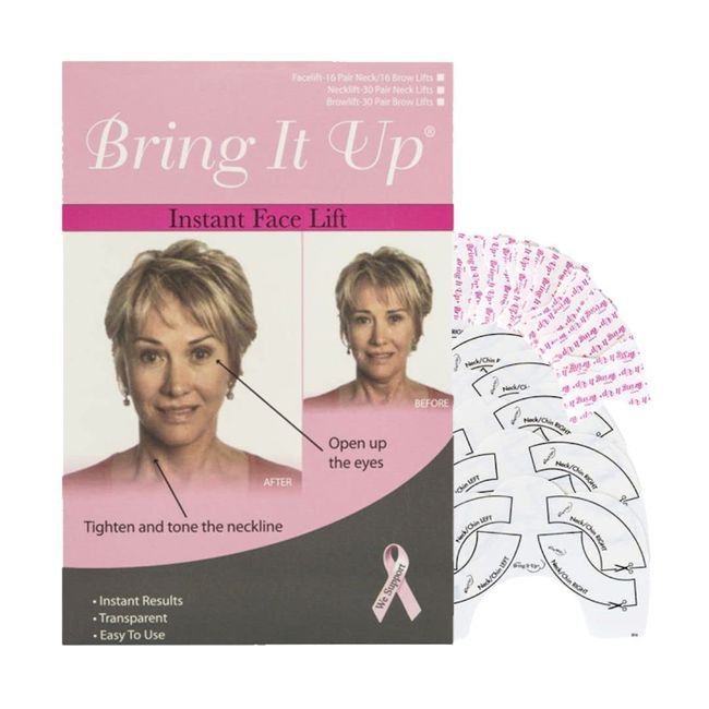 Bring It Up Instant Face Lift Tape Kit: 30-Day Supply, Transparent Neck & Eyebrow Lift Strips, Anti-Wrinkle Stickers, Face Tape Instantly Lifts Sagging Skin Around Face, Hides Double Chin-Made in USA