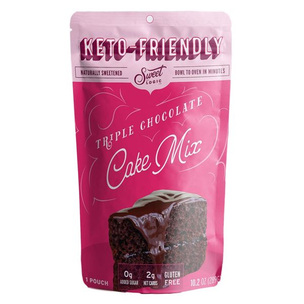 SWEET LOGIC Keto Baking Mix | Delicious Keto Baked Goods With Just 1-2G Net Carbs Per Serving | Gluten Free, Naturally Sweetened Low Carb, Diabetic Friendly | (Triple Chocolate Cake)