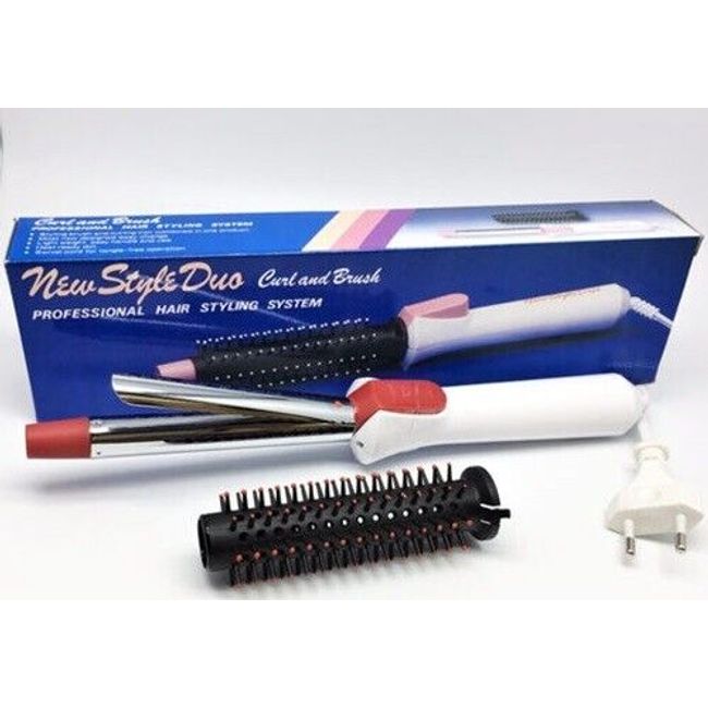 220 Volt New Style Duo Curling Iron 1/2" and Hair Styling Brush 2-in-1 Combo