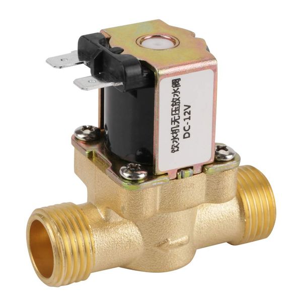 Hilitand Solenoid Valve, 12V BSPP G1/2 Solenoid Valve, Brass N/C Normally Closed Electric Valve, Solenoid Valve, 2-Way Pressure Regulating Valve