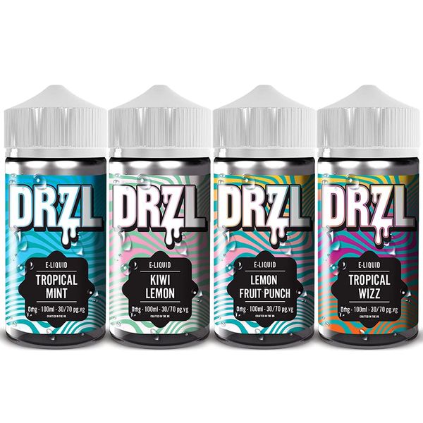 Vape Liquid, 4 x 100ml, Vape Juice, E Cigarette, for Vape Kits, Vape Gifts, Sub Ohm, Ecig, No Nicotine, Shortfill, Premium [Tropical Mint+Kiwi Lemon+Lemon Fruit Punch+Tropical Wizz] Flavour E Liquid