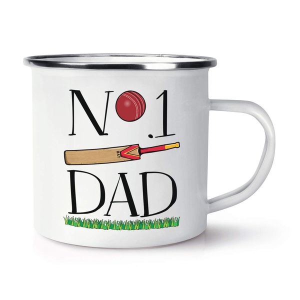 No.1 Dad Cricket Retro Enamel Mug Cup