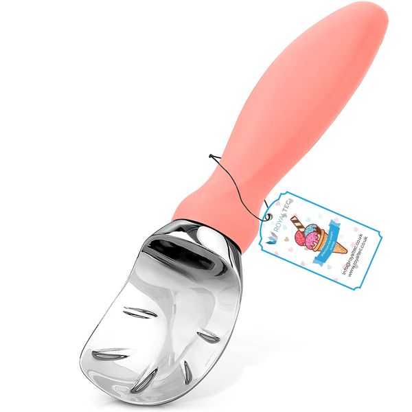 ROYALTEC Ice Cream Scoop, Dish Washer Safe Ice Cream Spoon for Hard ice Cream with a Comfortable Grip Handle, Sturdy and Durable Design (Coral)