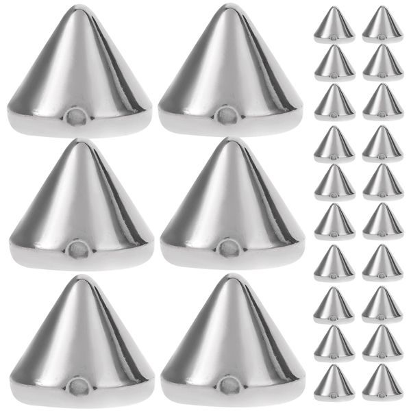 100pcs 10mm Acrylic Bullet Spike Cone Studs for Clothing Rivets Leather DIY Beads, Sew On, DIY Garments, Bags Shoes Embellishment (Silver)