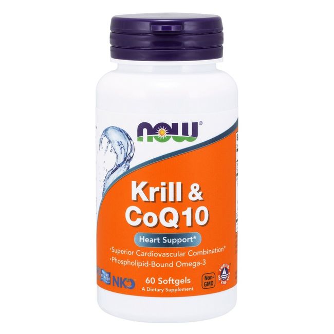 NOW Foods Krill & CoQ10, 1000 mg / 100 mg, 60 Softgels