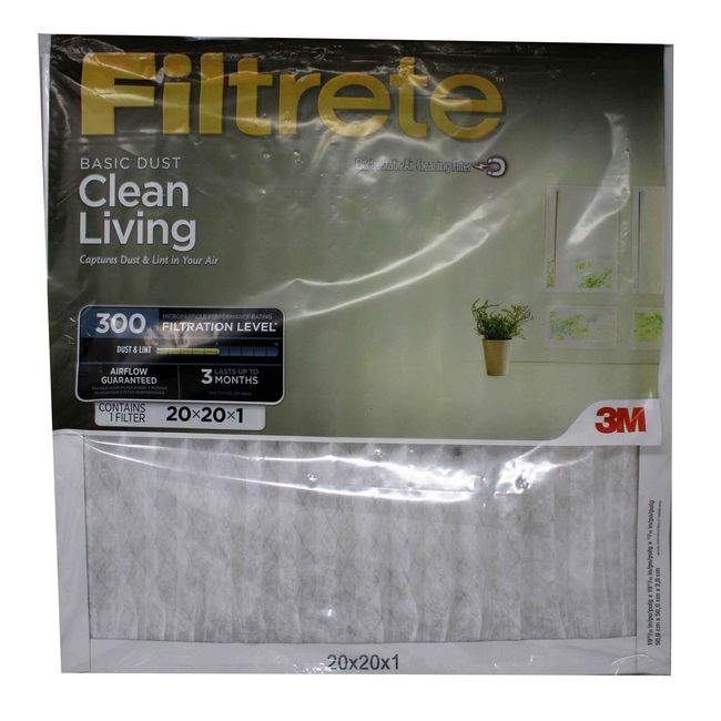 3M Filtrete 300 Basic Dust Clean Living 20x20x1 1 Count