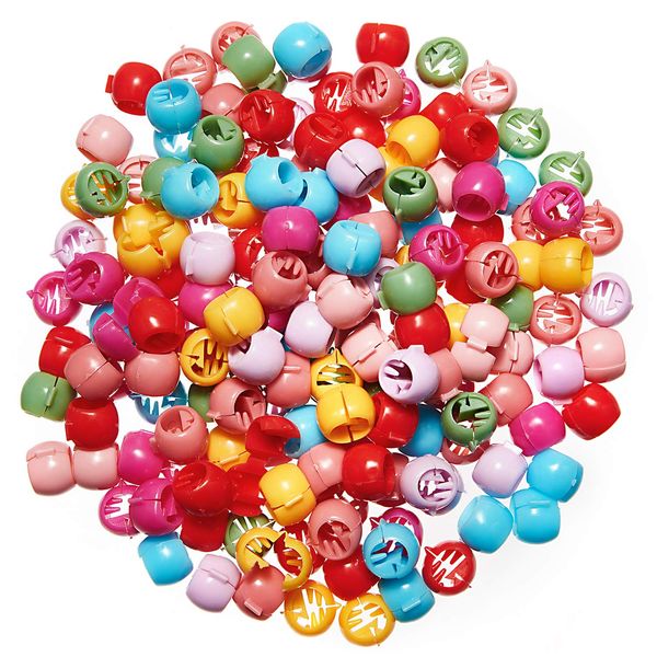 WILLBOND 300 Pieces Mini Hair Claw Clips Hair Beads for Braids for Girls Mini Hair Clips Rainbow Tiny Plastic Jaw Clips for Women