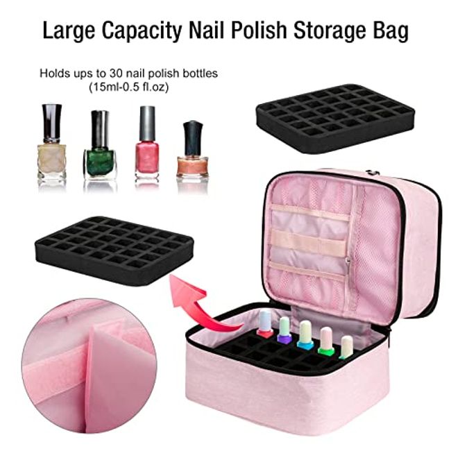 Nail Polish Organizer Case, UV Nail Lamp Case Double-Layer Nail Organizers  and Storage for Nail Tech, Holds 30 Bottles (15ml/0.5 fl.oz) and 1 UV Nail  Lamp, Nail Polish Storage : : Beauty
