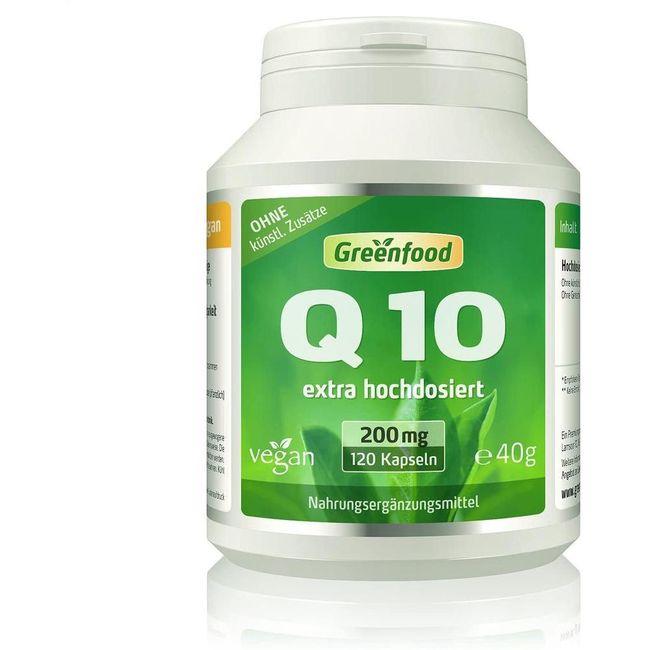 German Direct Purchase Q10 200mg 120 Capsules Vegan Hochdosiert with Vitamin E (Derived from nature from ultrawide increase algae, no additives)