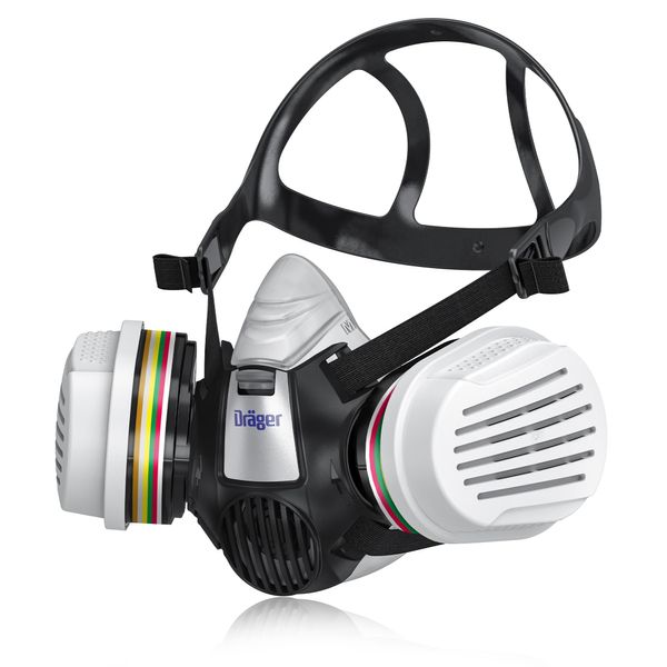 Dräger X-plore 3300 inkl. ABEK1 Hg P3 Kombi-Filter Atemschutzmaske Halbmaske für Chemiearbeiten, Gasmaske gegen Gase, Dämpfe, Feinstaub, Partikel, Staubmaske, Gr. M