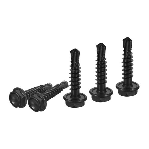 DTGN #10x3/4 Hex Washer Head Self Drilling Screws - 100Pack - Good for Machine - 410 Stainless Steel Black Oxide - Self Tapping Sheet Metal Screws