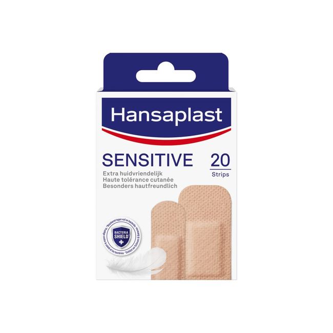 Hansaplast Sensitive Hautton Pflaster light (20 Strips), hautfreundliche und hypoallergene Wundpflaster mit Bacteria Shield & sicherer Klebkraft, schmerzlos zu entfernende Pflaster