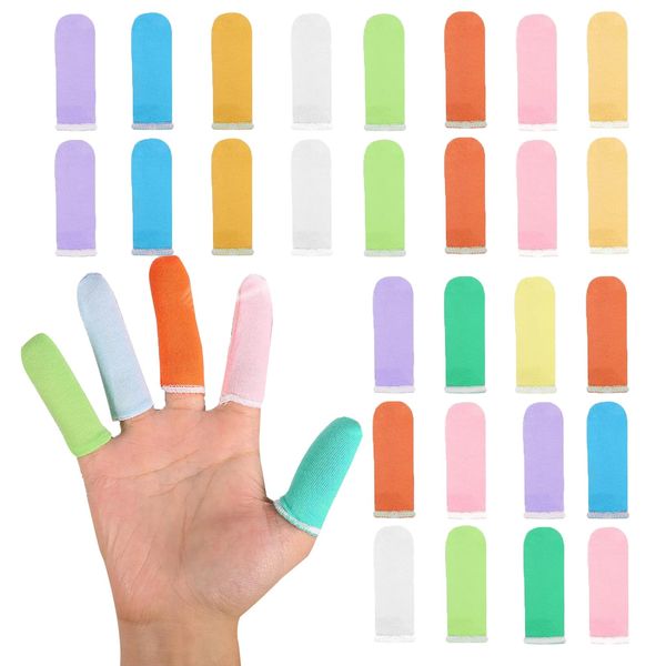 60 PCS Cotton Finger Sleeves, Finger Gloves Sweatproof, Finger Cot Breathable Sweat, Finger Cots, Protective Fabric Finger Gloves, Sweatproof Finger Tube Protector for Women Men (Random Color)