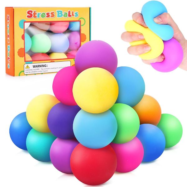 Slowrising Stress Balls for Kids and Adults- 12 Pcs Sensory Balls Fidget Toys for Kids with Autism, Stretch Squishy Balls for Anxiety Relief, Gifts Christmas Stocking Stuffers for Kids