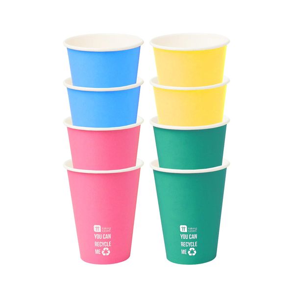 Talking Tables Colourful Disposable Paper Cups | Home Recyclable, | Eco-Friendly Party Supplies for Birthday, BBQ, Garden, Pink, Green Yellow Blue Pack of 8, RAINCUPBRIGHT, 8 Count (Pack of 1)