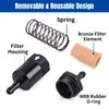 CNRAQR 5/16" Billet Inline Fuel Filter 30 Micron Anodized Aluminum Black 2PCS