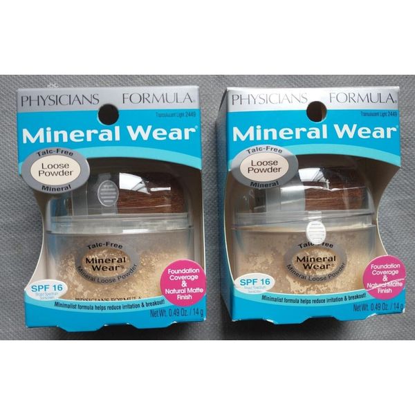 2 Physicians Formula Mineral Wear Talc-Free Loose Powder Translucent Light #2449