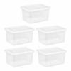 JMS we create smile [Pack of 5] Home Office Clear Plastic Stackable Storage Boxes & Lids (25 Litre)