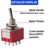 5Pcs 2 Position Toggle Switch 3PDT 9 Pin 6mm ON/ON Switch 2A/250VAC 5A/125VAC