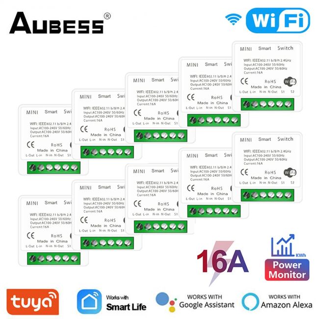 AUBESS Tuya Wifi Mini Smart Switch16A Supporte  Alexa Google Home  Yandex Alice