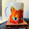 Coffee Quips Crafted- Sneaking and Peaking Orange Cat - Blue eyes