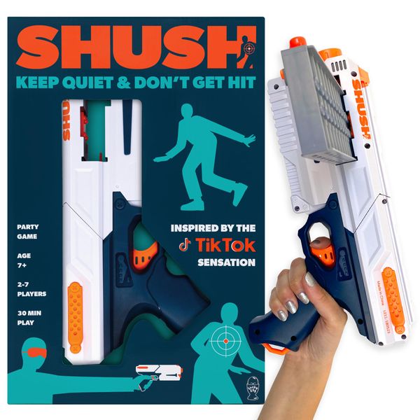 Shush - The Shooting Party Game - Toy Foam Blaster - Fun Family Games for 8+ Year Olds, 2-8 Players - Party Games for Adults & Kids - Perfect for Indoor & Outdoor Games Nights, Funny Kids Games