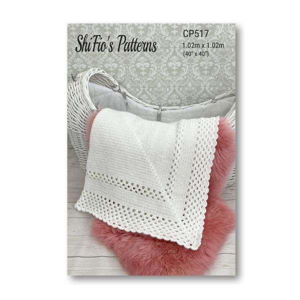 Baby Shawl Crochet Pattern, Double Knitting, 1.02 Square Metres, CP517