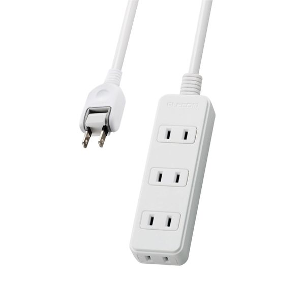 Elecom T-TS02-2430WH Power Strip 4-Outlet Swing Plug 3m White
