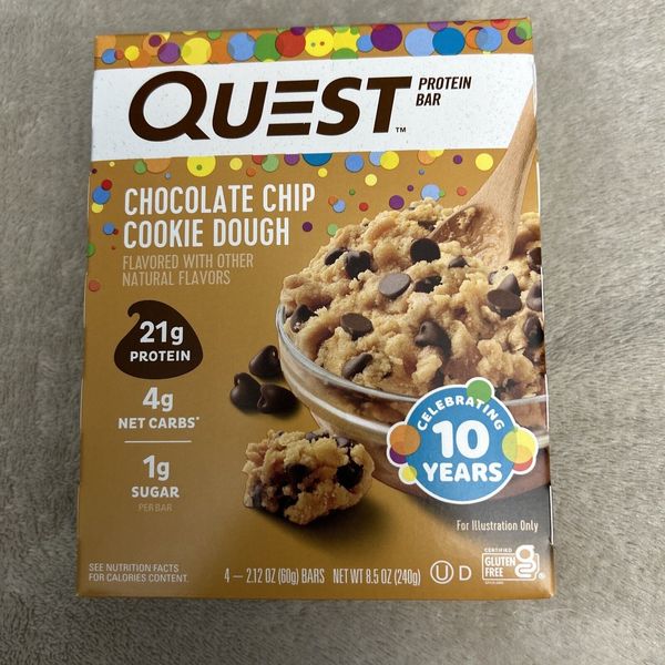 Quest Protein Bar Chocolate Chip Cookie Dough 4 Pack - Free Shipping 📦