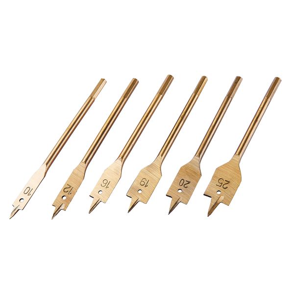 Amtech F1425 6 Piece Titanium Flat Wood bit Set