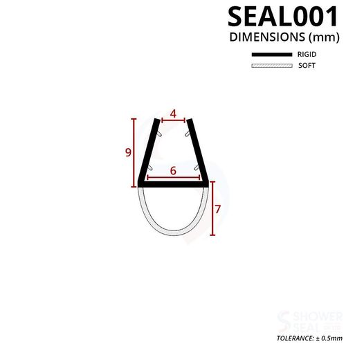 Shower or Bath Screen Door Seal | Fits 4, 5 or 6mm Glass | Round Bubble Shape Seals Gaps of Up to 7mm | 80cm, 90cm, 140cm, 2m or 2.6m Long | SEAL001 (25mm Sample, Clear)