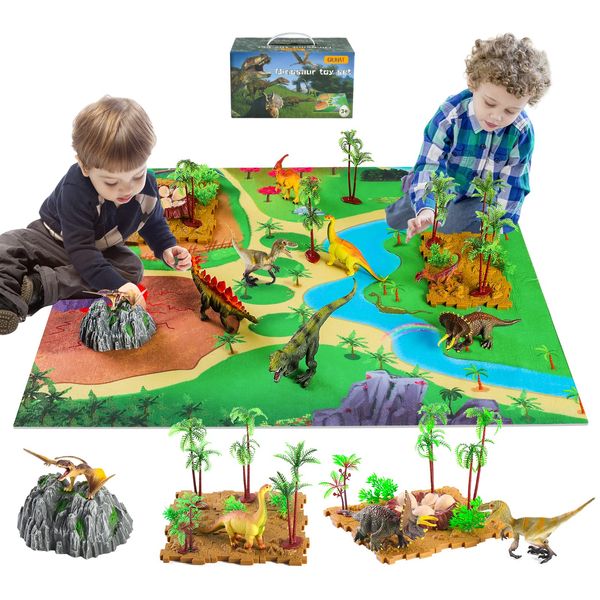 Dinosaur Toys for Boys Age 3-6, Kids Toys for 3 2 4 5 6 Year Old Boys Toys Dinosaurs Gifts Toy Dinosaur Play Mat Set Easter Gifts Dinosaur Figures Kids Toys Age 3 4 5 6 7 Gifts