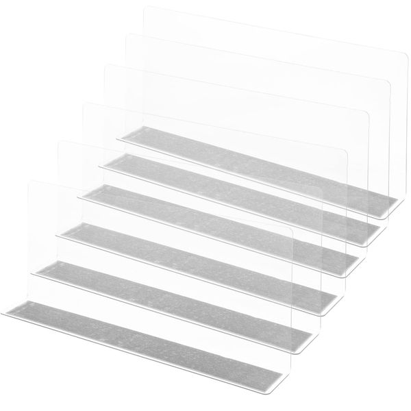 STOBAZA Shelf Divider Board L-Shaped Product Divider Board 6 Pieces Transparent Magnetic Shelf Shelf Desktop Display Display Display Supermarket Restaurant Convenience Store Storage Organization Divider Board