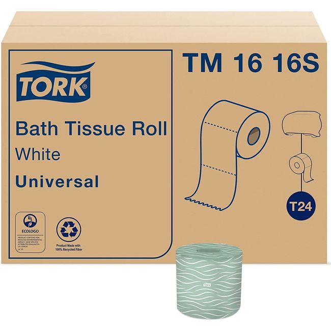 Tork Septic Safe Toilet Paper White, 100% Recycled, 2-ply, 500 Sheets per Roll, 96 Rolls