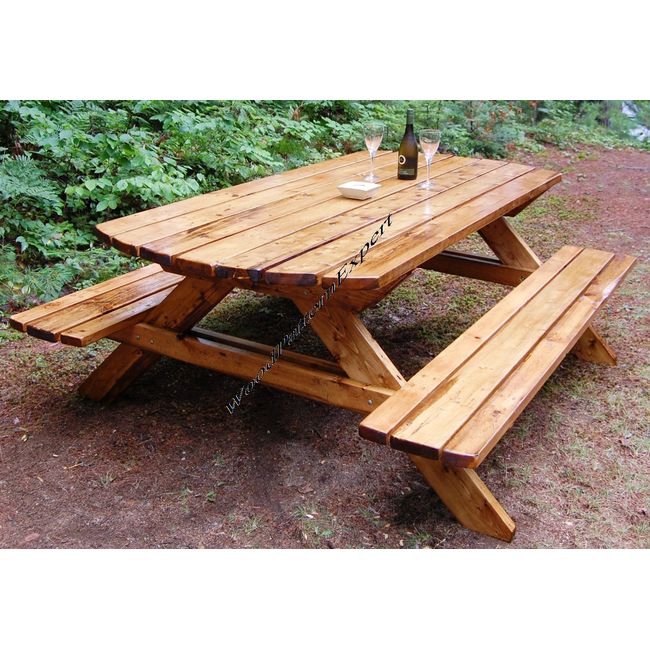 Picnic Table How-to Book; Paper Pattern Plan to DIY and Easily Build 7' Family Sized with Attached Bench Seats