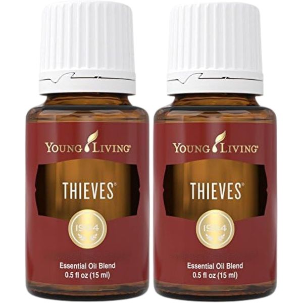 Young Living Thieves Essential Oil Blend 15ml, (Pack of 2) - Rosemary - Revitalized Breathing - Eucalyptus - Topically and Aromatically