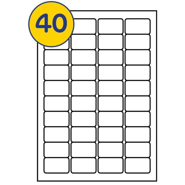 LABELS4U 50 Sheets A4, 40 Labels per Sheet, Size 45.7 x 25.4mm (2000 Labels)