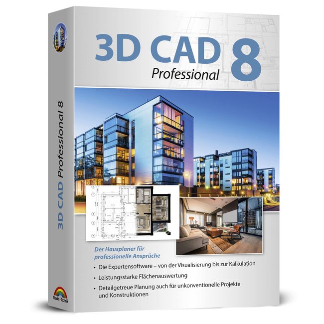 3D CAD 8 PRO - 2D und 3D Zeichenprogramm für Architekten - Hausplaner, Wohnungsplaner, technische Zeichnungen - Windows 11, 10, 8.1, 7