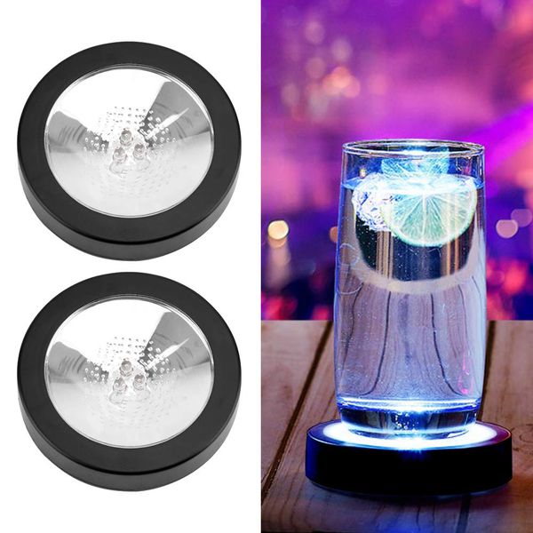 Set of 2 LED Coasters Rainbow Coasters LED Pedestal Herbarium Light Up Atmosphere Creating Luminous Coasters Holds Wine Bottles Cups, Drink Advertisements, Bars, Nightclubs, Weddings, Events and