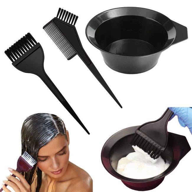 Haarfärbe-Set mit Pinsel und Schüssel zum Selbermachen, für Salons und Basteln, Haarfarbe, Set für Färben