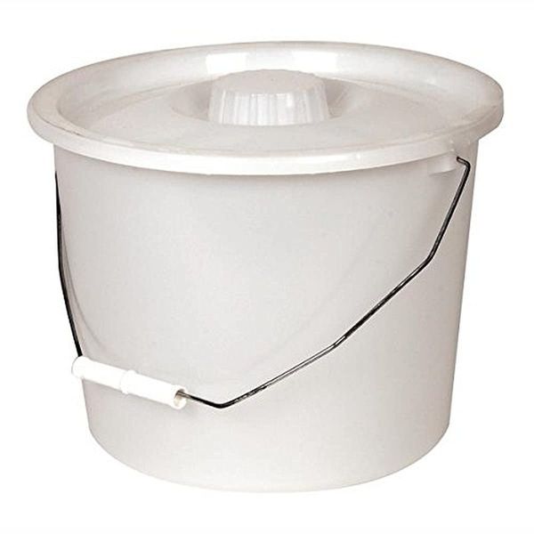 PCP Commode Bucket with Lid and Handle, White (10 Quart / 2.5 Gallon Capacity), White, 2.5 Gallon (Full Pail)