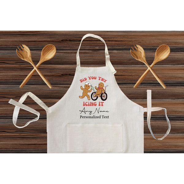 Christmas Gingerbread Personalized Any Text Cooking Apron Kitchen Burlap Apron