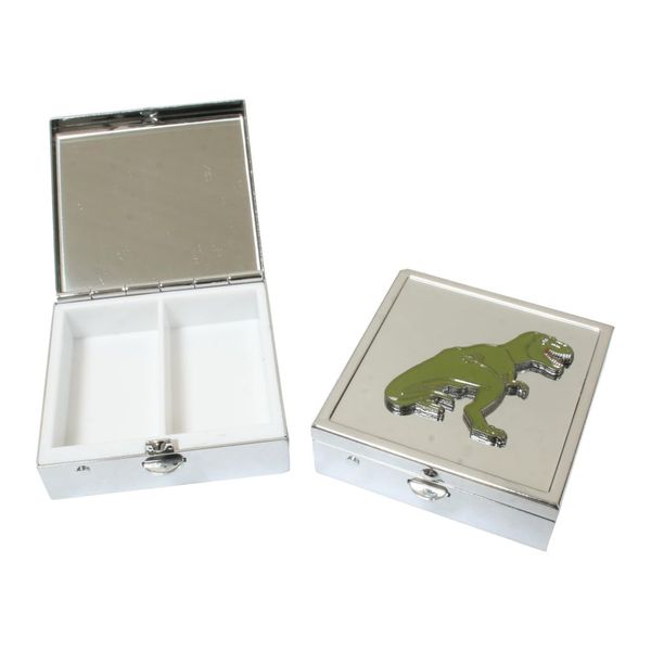 T-Rex E Pill Box Square Trinket Box 2 Compartments with Mirror Gift 708