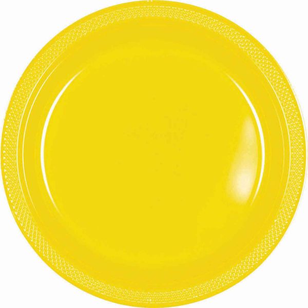 Vibrant Round Yellow Sunshine Plastic Plates - 7" (Pack of 20) - Premium Quality Design, Ideal for Any Event or Party