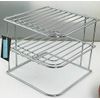 3 Tier Corner Shelf Insert Plate Rack Holder Kitchen Cupboard Storage Unit White Metal (Chrome)